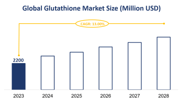 Global Glutathione Market Size is Expected to Grow at a CAGR of 13.00% from 2023-2028